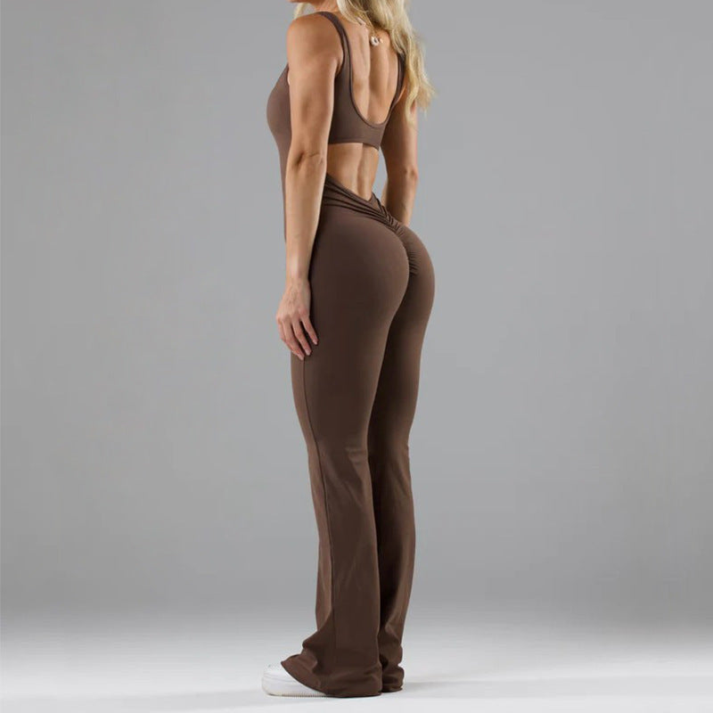 Seamless Yoga Bodysuit for Women - Tummy Control Hollow Back Workout Top & Casual Outfit